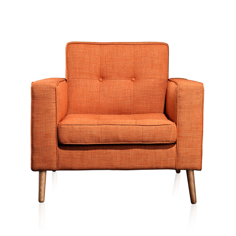 Buy Button Tufting Orange Fabric Upholstered Baxter Lounge Chair | 212Concept