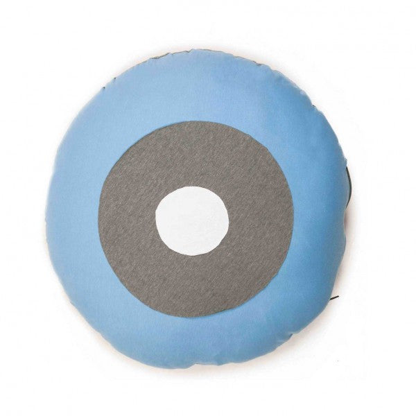 Modern Geometric Round Blue Vinyl Cushion | 212Concept