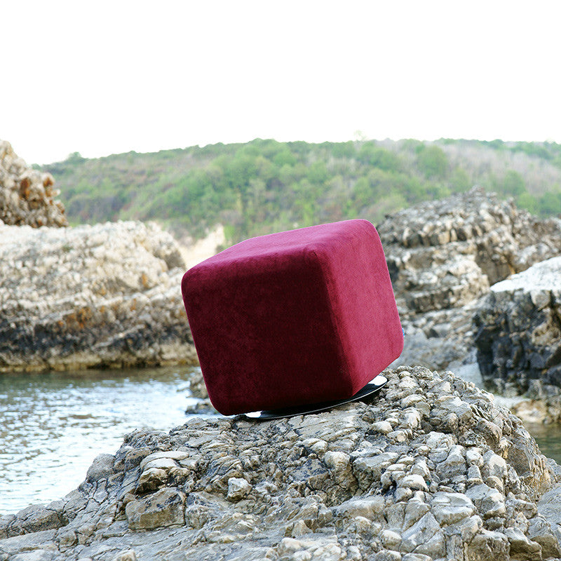 Red Velvet Accent Stool