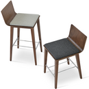 Buy Walnut Wood Frame Corona Stool With Seatpad | 212Concept