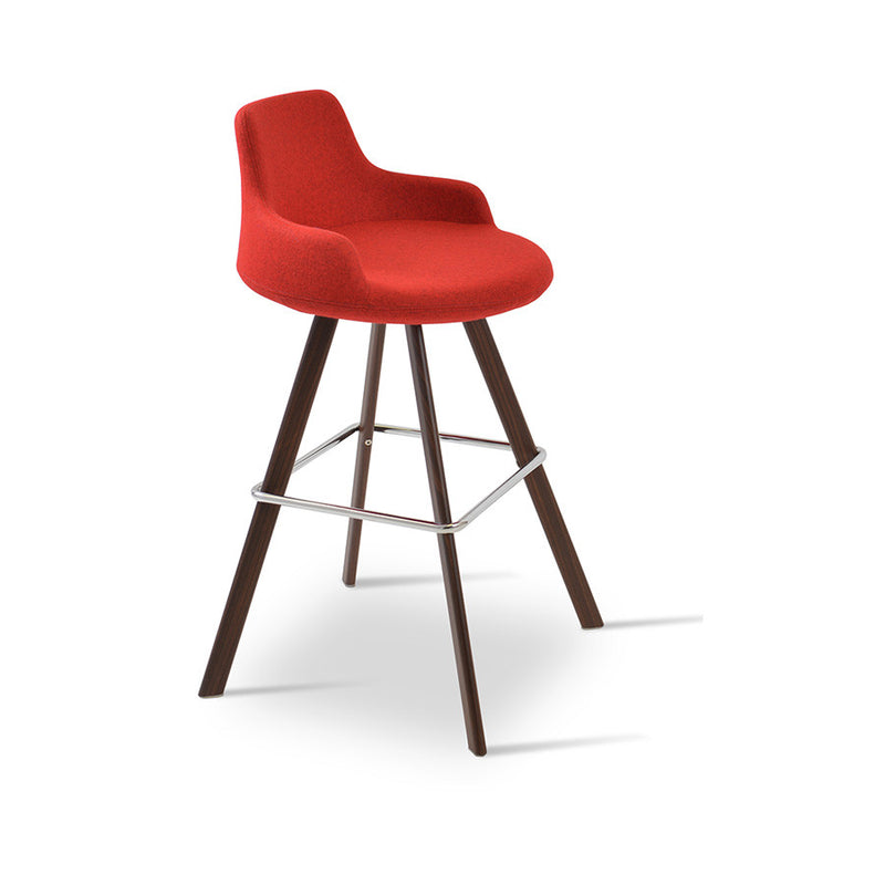 Buy Low Back Ample Round Seat Wood Legged Stool | 212Concept