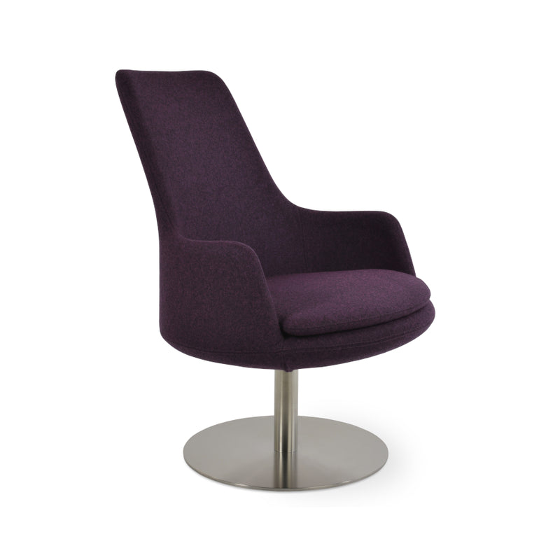 Dervish High Back Round Swivel Lounge Chair