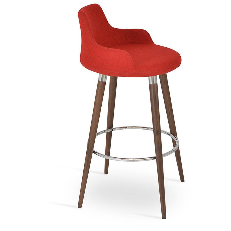 Buy Dervish Wood Base Upholstered Barstool | 212Concept