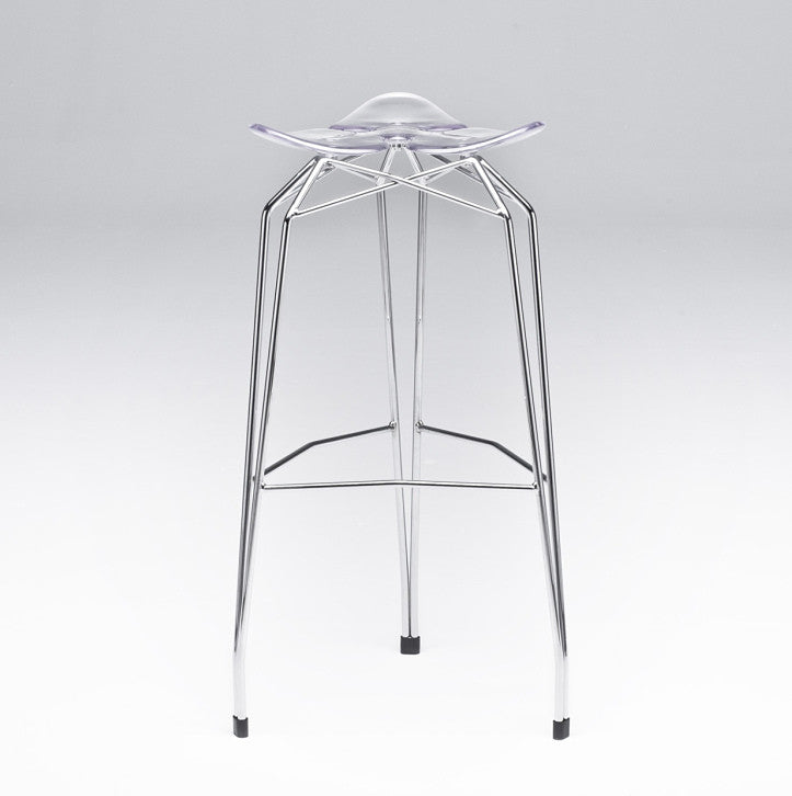 Diamond modern barstool with chrome- plated base