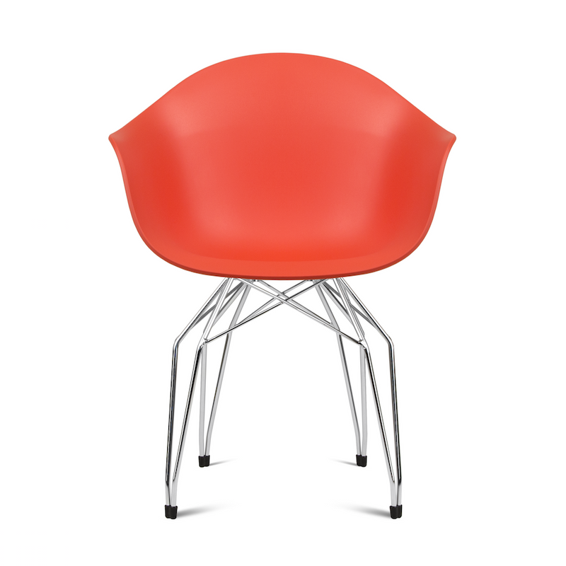Buy Mid-Century Armchair Design With Diamond Shaped Legs in Red | 212Concept