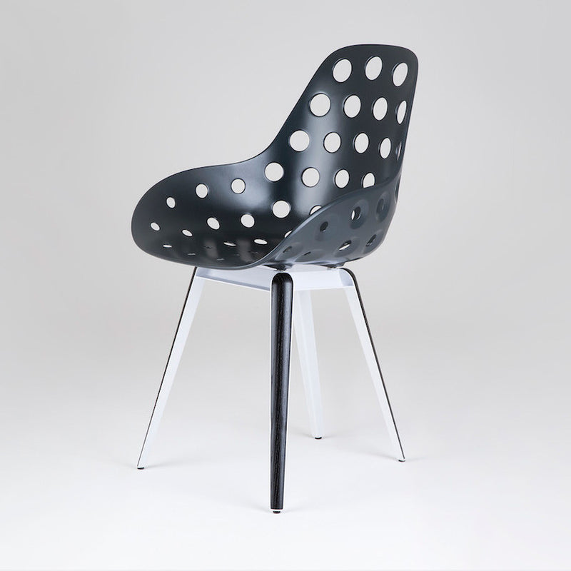 Modern Slice Dimple Armchair Side View Black and White Legs | 212Concept