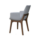 Eiffel Wood Armchair grey leatherette with walnut legs