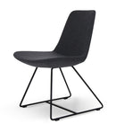 Modern Eiffel wire chair in dark grey wool with black metal legs
