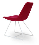 Eiffel wire chair in red leatherette with white wire base