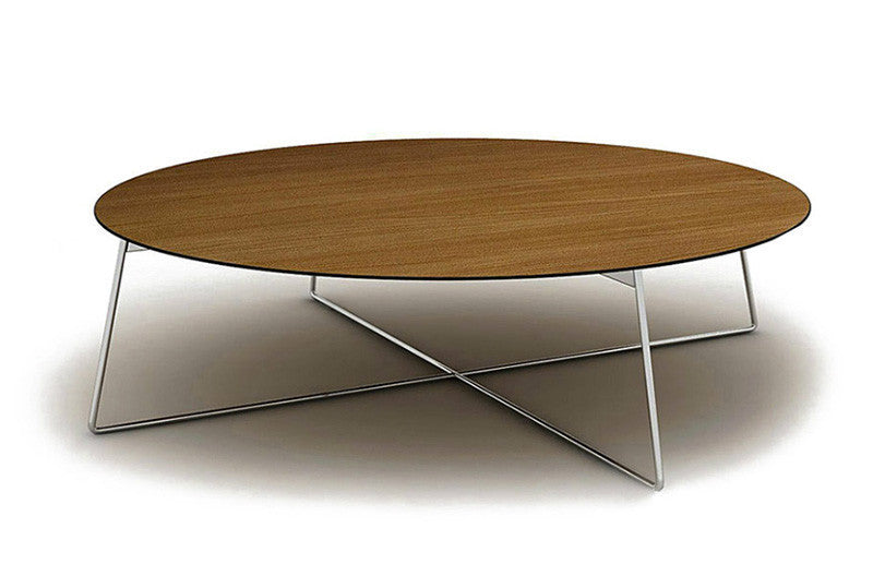 Buy Round Wooden Coffee Table with Custom Color Metal Base | 212concept
