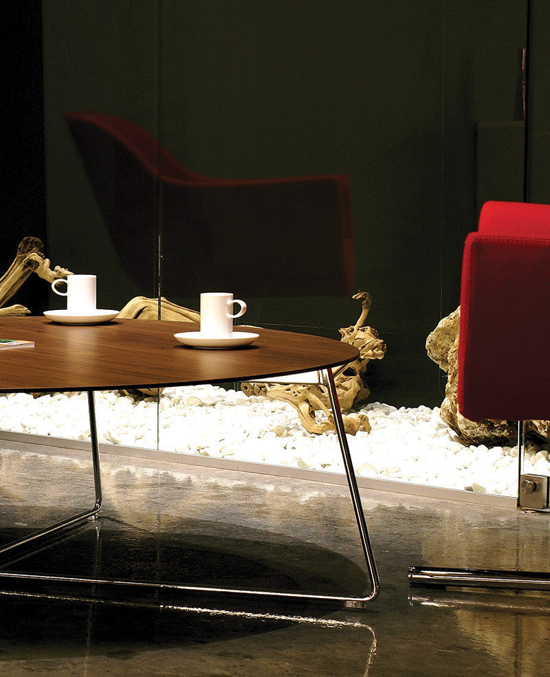 Buy Round Wooden Coffee Table with Custom Color Metal Base | 212concept