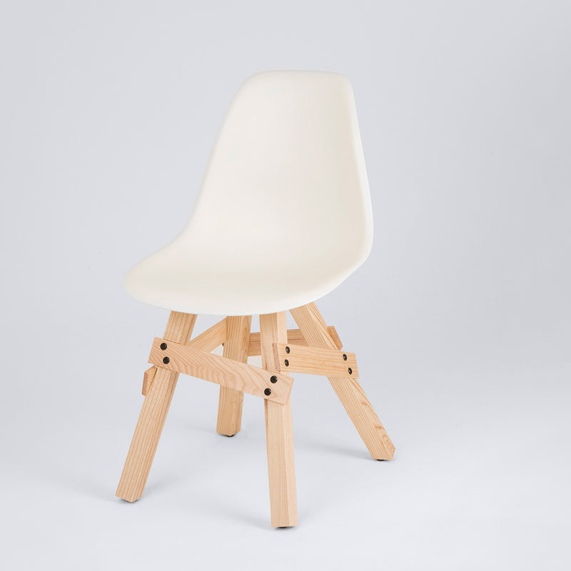 Icon Chair with Ivory shell and natural wood base