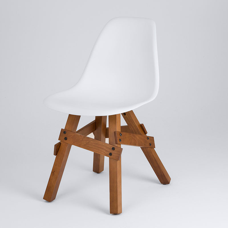 Icon Chair with White Shell and medium wood base