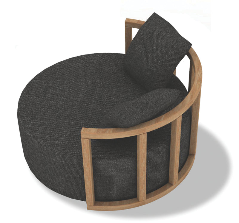 Modern Kav Round Lounge Chair in Dark Grey Fabric | 212Concept