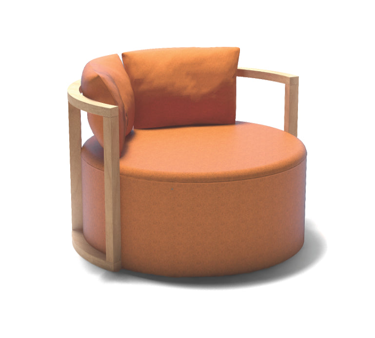 Modern Kav Round Lounge Chair in Orange Fabric | 212Concept