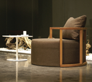 Kav Lounge Chair brown fabric side view by B&T Design