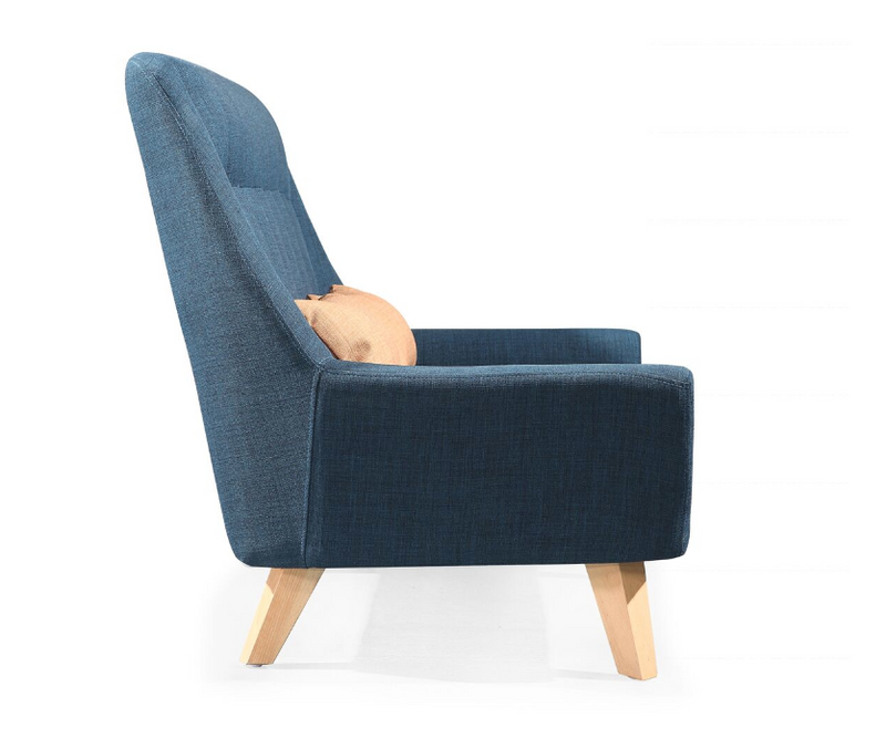 Buy Blue Loveseat with Wing Tip Arms & Wooden Legged | 212Concept