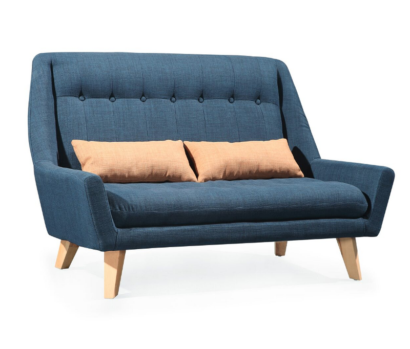 Buy Blue Loveseat with Wing Tip Arms & Wooden Legged | 212Concept