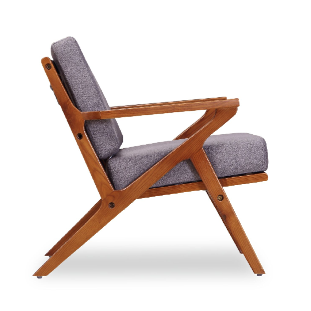 Buy Solid Ash Wood Frame Martelle Lounge Chair in Grey Fabric | 212Concept