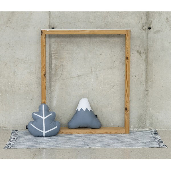 Modern Organic Mountain and Leaf Design Grey and white Pillows