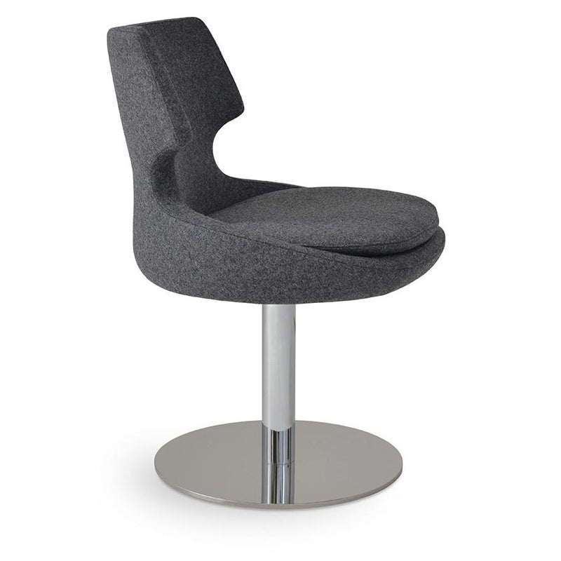Buy Round Swivel Base Dark Grey Wool Patara Dining Chair | 212Concept