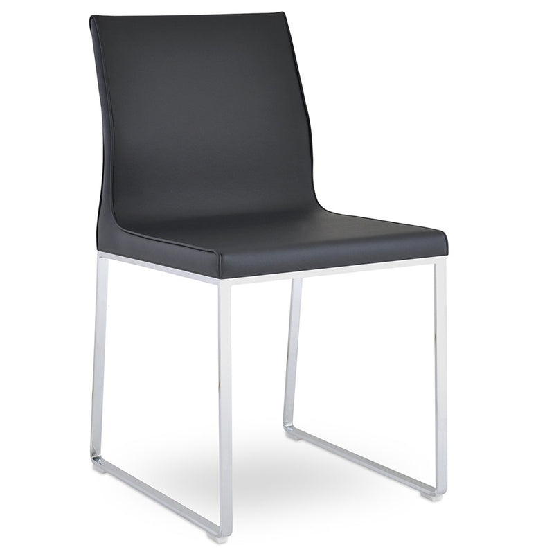 Buy Leather Upholstered Sled Base Commercial Dining Chair | 212Concept