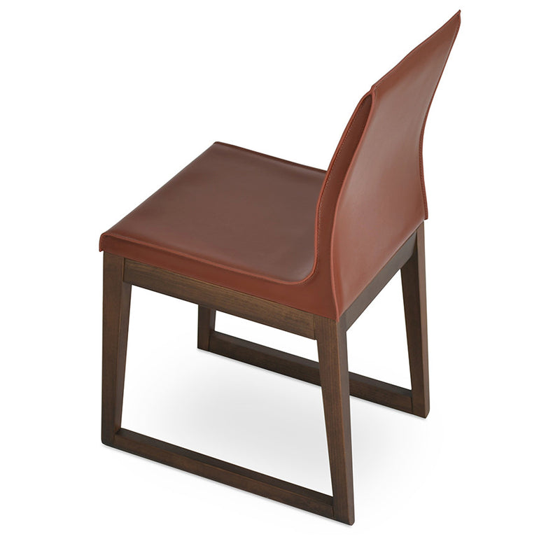 Buy Polo Wooden Sled Base Leather Upholstered Cafe Chair | 212Concept