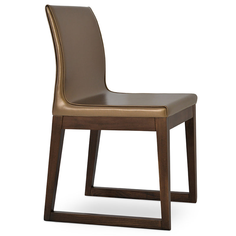 Buy Polo Wooden Sled Base Leather Upholstered Cafe Chair | 212Concept