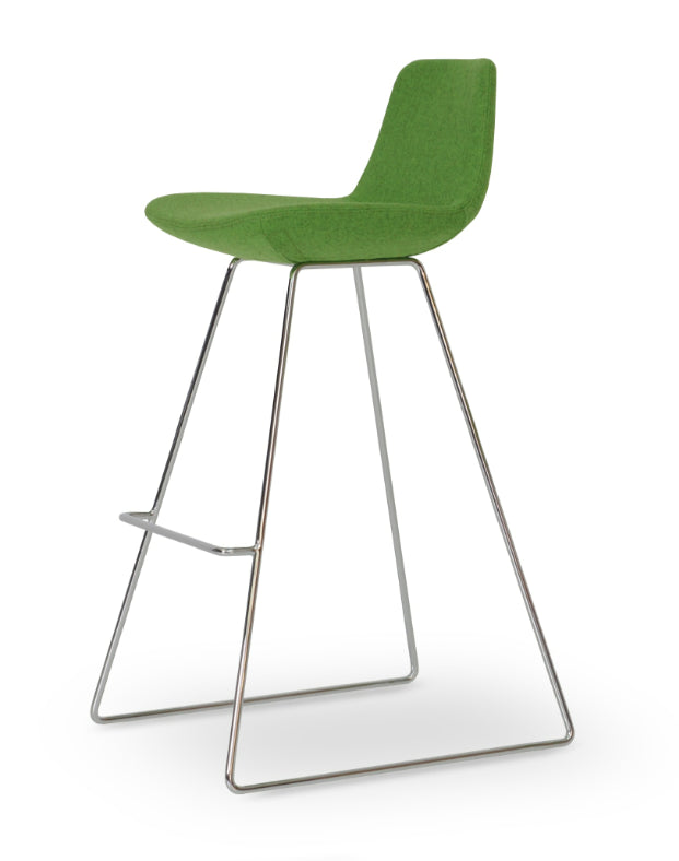 Modern commercial Pera wire barstool in pistachio camira wool