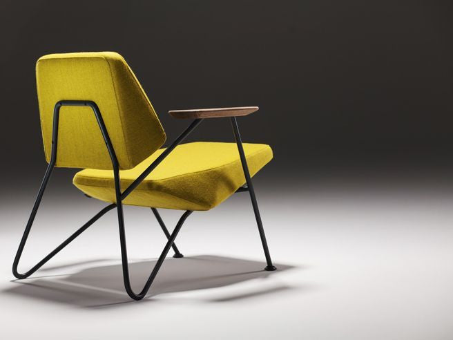 Retro Polygon Armchair by Numen|For Use | Yellow Fabric | Black Metal 