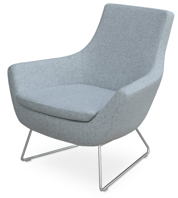 Modern contemporary Rebecca Lounge Chair camira silver wool