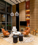 Buy Modern Swivel Round Fabric Upholstered Commercial Roller Stools | 212Concept