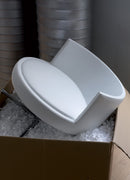 Round Lounge Chair - Swivel Base - White leather