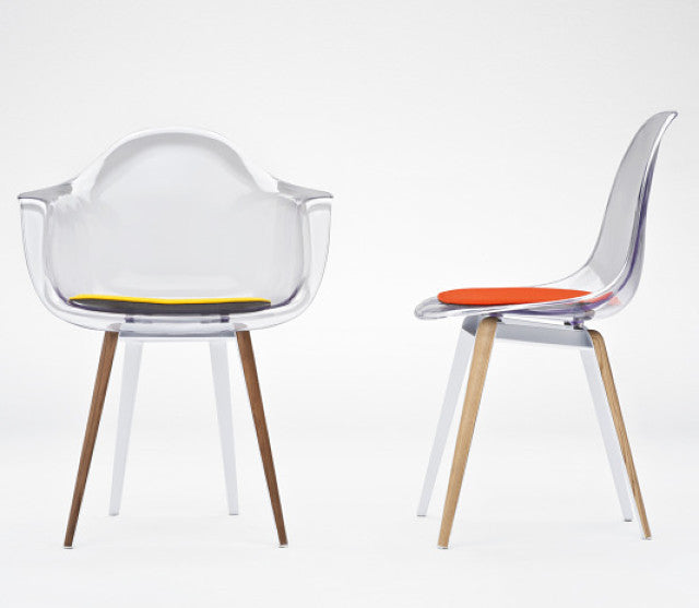 Slice modern armchair and chair with transparent shell