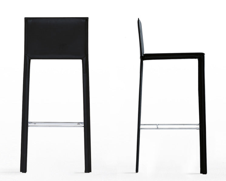 Shop For Sleek Minimal Leather Upholstered Italian Stool | 212Concept