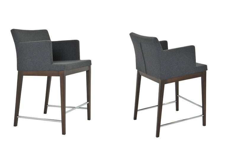 Dynamic Large Size Arm Stool With Wooden Legs | 212Concept