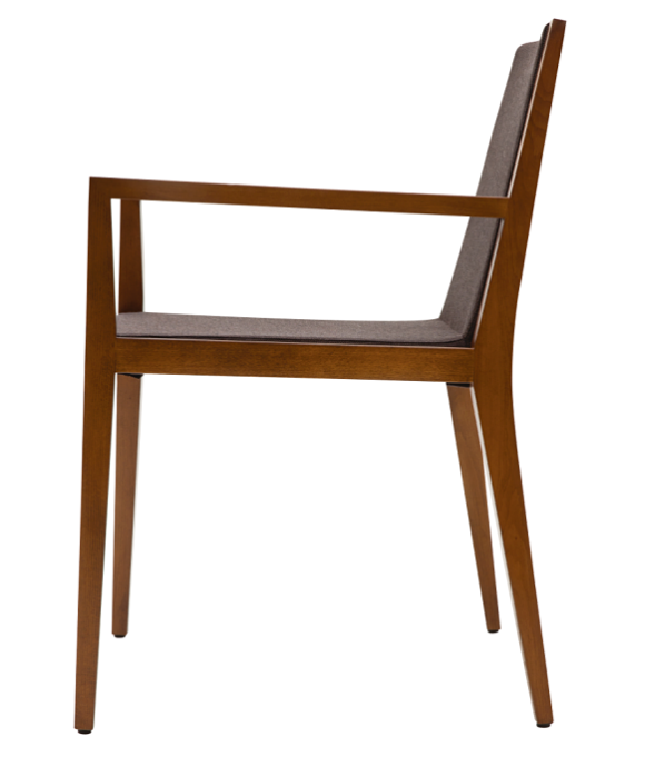 Spirit modern dining chair in brown wool side view