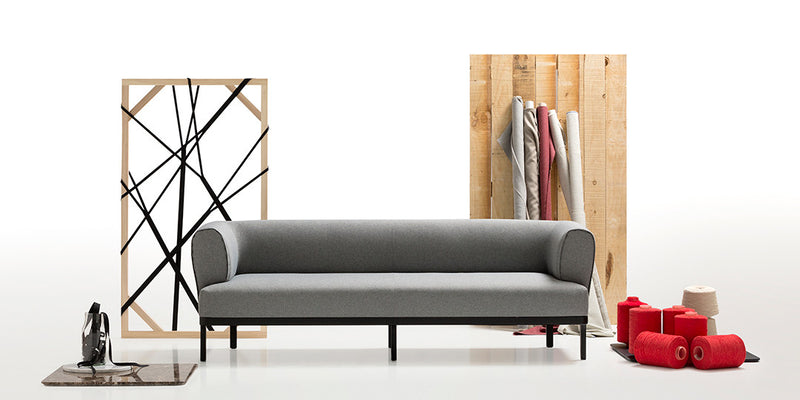 Buy Curvy Rounded Arms Wide Grey Chaise Sofa | 212Concept