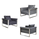 Boston modern armchair with tubular steel legs