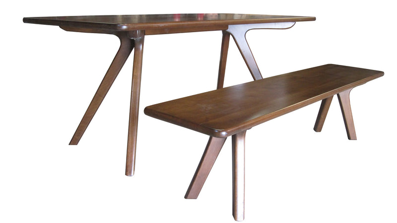 Charles modern dining table and bench in walnut 