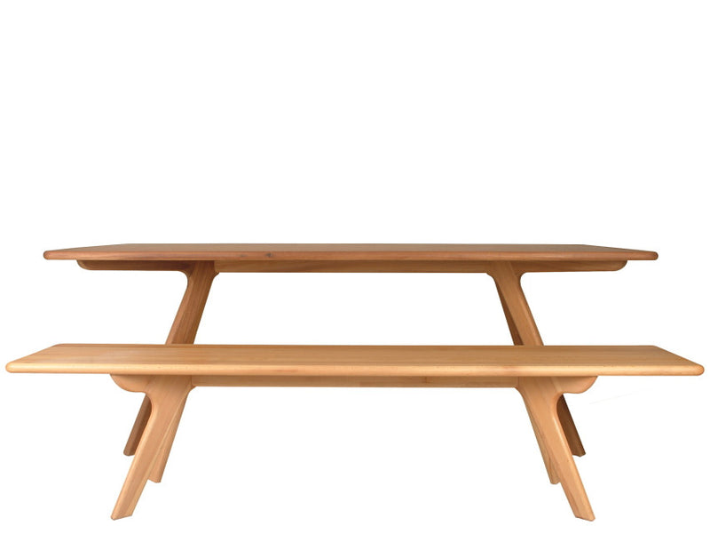 Charles modern dining table and bench in natural beech wood