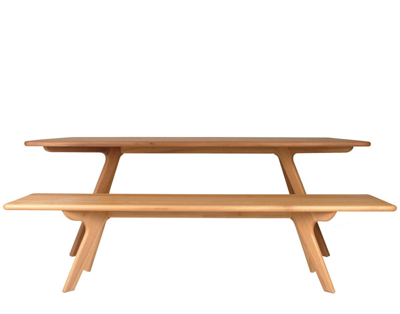 Charles modern dining table and bench in natural beech wood