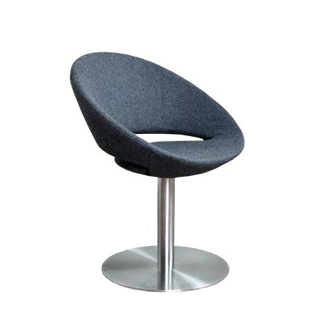 Crescent modern swivel chair in dark grey wool 