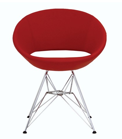 Crescent Tower modern dining chair in red leatherette