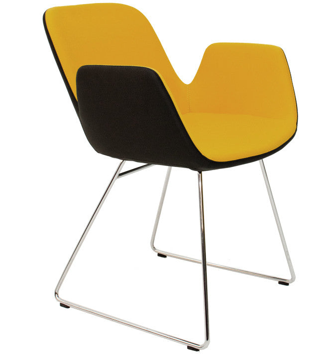 Buy Enveloping Design Daisy Sled Base Armchair in Yellow | 212Concept