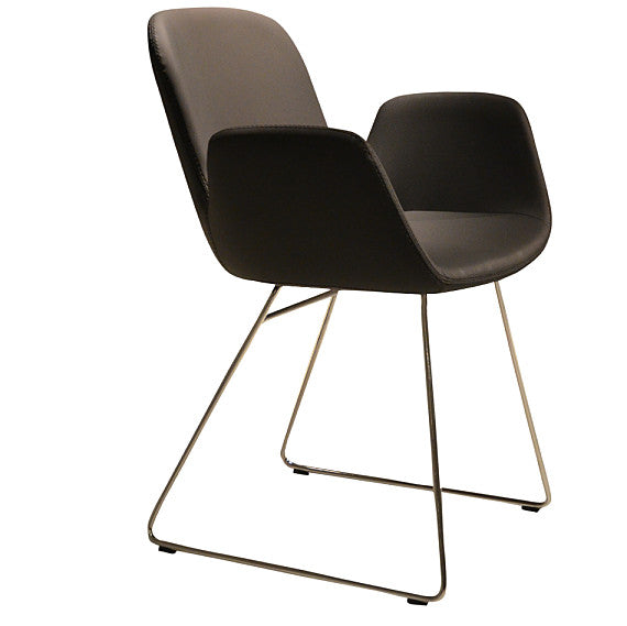 Buy Enveloping Design Daisy Sled Base Armchair in Black Leather | 212Concept