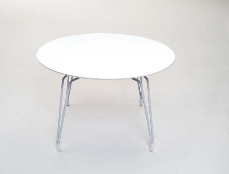 White top modern table with chrome legs