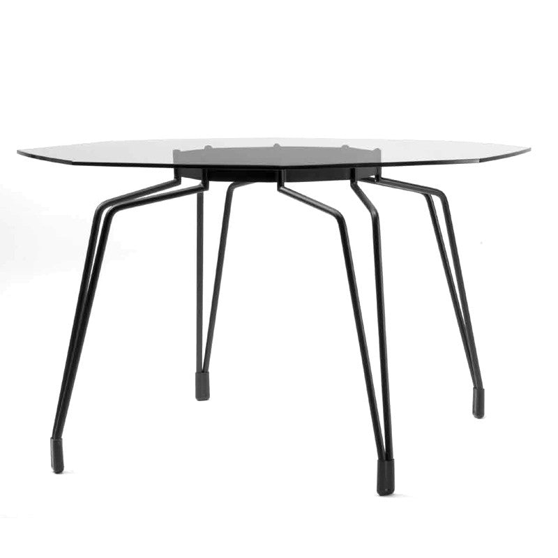 Diamond modern dining table with clear glass top 