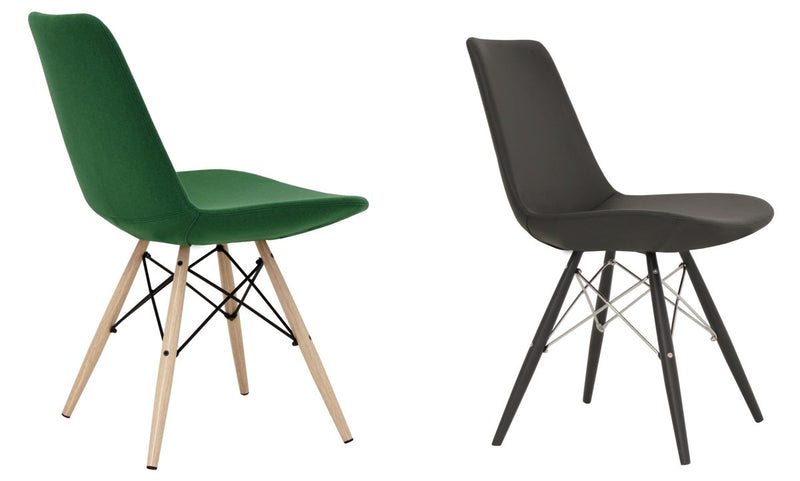 Eiffel MW modern dining chair with black and green upholstery 