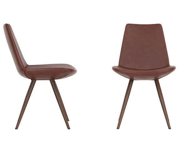 Eiffel Star modern dining chair in dark grey wool with Wenge legs